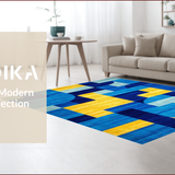 Ultra Soft Area Rug, Non Slip, Stain Resistant, Washable Area Rugs for Living Room, Bedroom, Chic Dynamic Color Block Composition(Blue)