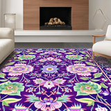 Ultra Soft Area Rug, Non Slip, Stain Resistant, Washable Area Rugs for Living Room, Bedroom, Artful Purple and Green Harmony(Purple)