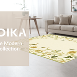 Ultra Soft Area Rug, Non Slip, Stain Resistant, Washable Area Rugs for Living Room, Bedroom, Delicate Insect Floral Harmony(Beige)