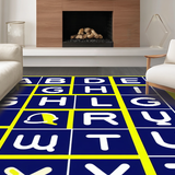 Ultra Soft Area Rug, Non Slip, Stain Resistant, Washable Area Rugs for Living Room, Bedroom, Contemporary Colorful Educational Scheme(Blue)