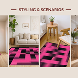 Ultra Soft Area Rug, Non Slip, Stain Resistant, Washable Area Rugs for Living Room, Bedroom, Bold Graphic Twisted Design Concept(Pink)