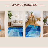 Ultra Soft Area Rug, Non Slip, Stain Resistant, Washable Area Rugs for Living Room, Bedroom, Elegant Modern Linear Artistry(Blue)