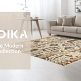 Ultra Soft Area Rug, Non Slip, Stain Resistant, Washable Area Rugs for Living Room, Bedroom, Textured Geometric Earth Tone(Brown)