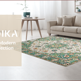 Ultra Soft Area Rug, Non Slip, Stain Resistant, Washable Area Rugs for Living Room, Bedroom, Vintage Floral Geometric Elegance(Green)