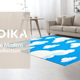 Ultra Soft Area Rug, Non Slip, Stain Resistant, Washable Area Rugs for Living Room, Bedroom, Playful Fluffy Cloud Motif(Blue)