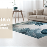 Ultra Soft Area Rug, Non Slip, Stain Resistant, Washable Area Rugs for Living Room, Bedroom, Trendy Two-Tone Tropical Aesthetic(Blue)