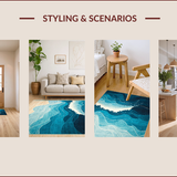 Ultra Soft Area Rug, Non Slip, Stain Resistant, Washable Area Rugs for Living Room, Bedroom, Serene Oceanic Abstract Design(Blue)