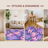 Ultra Soft Area Rug, Non Slip, Stain Resistant, Washable Area Rugs for Living Room, Bedroom, Soft Greenery Seasonal Decor Accent(Purple)