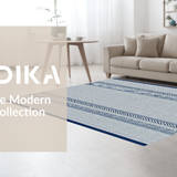 Ultra Soft Area Rug, Non Slip, Stain Resistant, Washable Area Rugs for Living Room, Bedroom, Luxurious Navy Tiled Arrangement(White)