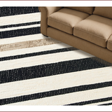 Ultra Soft Area Rug, Non Slip, Stain Resistant, Washable Area Rugs for Living Room, Bedroom, Ivory Black Kitchen Easy-Cleaning Area Rug(White)