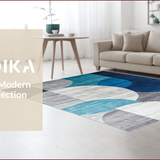 Ultra Soft Area Rug, Non Slip, Stain Resistant, Washable Area Rugs for Living Room, Bedroom, Contemporary Soft Circular Aesthetic(Blue)