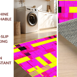 Ultra Soft Area Rug, Non Slip, Stain Resistant, Washable Area Rugs for Living Room, Bedroom, Retro Geometric Pattern Playfulness(Pink)