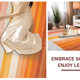 Ultra Soft Area Rug, Non Slip, Stain Resistant, Washable Area Rugs for Living Room, Bedroom, Sophisticated Multicolor Medallion Theme(Orange)