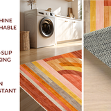 Ultra Soft Area Rug, Non Slip, Stain Resistant, Washable Area Rugs for Living Room, Bedroom, Dynamic Pastel Wave Pattern(Orange)