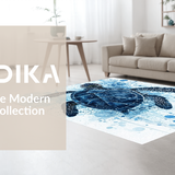 Ultra Soft Area Rug, Non Slip, Stain Resistant, Washable Area Rugs for Living Room, Bedroom, Blue Horizon Ocean Life Rug with Artistic Sea Turtle and Water Ripple Pattern(Blue)