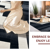 Ultra Soft Area Rug, Non Slip, Stain Resistant, Washable Area Rugs for Living Room, Bedroom, Striped Elegance Rug(Black)