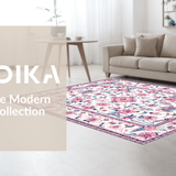 Ultra Soft Area Rug, Non Slip, Stain Resistant, Washable Area Rugs for Living Room, Bedroom, Elegant Low-Pile Floral Delight(White)