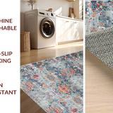 Ultra Soft Area Rug, Non Slip, Stain Resistant, Washable Area Rugs for Living Room, Bedroom, Vintage Grey Floral Elegance(Gray)