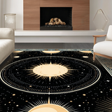 Ultra Soft Area Rug, Non Slip, Stain Resistant, Washable Area Rugs for Living Room, Bedroom, Artistic Charcoal Solar Crescent(Yellow)