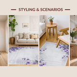 Ultra Soft Area Rug, Non Slip, Stain Resistant, Washable Area Rugs for Living Room, Bedroom, Contemporary Soft Petal Motif(Gray)