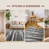 Ultra Soft Area Rug, Non Slip, Stain Resistant, Washable Area Rugs for Living Room, Bedroom, Black White Stripe Floor Rug(Black)