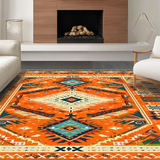 Ultra Soft Area Rug, Non Slip, Stain Resistant, Washable Area Rugs for Living Room, Bedroom, Lively Multi-Tonal Medallion Style(Orange)