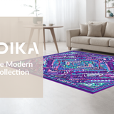 Ultra Soft Area Rug, Non Slip, Stain Resistant, Washable Area Rugs for Living Room, Bedroom, Lively Round Ethnic Weave(Purple)