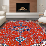 Ultra Soft Area Rug, Non Slip, Stain Resistant, Washable Area Rugs for Living Room, Bedroom, Distinct Geometric Orange and Brown Pattern(Red)