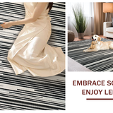Ultra Soft Area Rug, Non Slip, Stain Resistant, Washable Area Rugs for Living Room, Bedroom, Black White Stripe Floor Rug(Black)