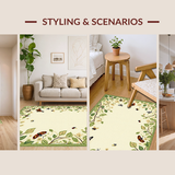 Ultra Soft Area Rug, Non Slip, Stain Resistant, Washable Area Rugs for Living Room, Bedroom, Artistic Abstract Insect Imagery(Beige)