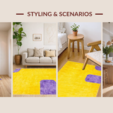 Ultra Soft Area Rug, Non Slip, Stain Resistant, Washable Area Rugs for Living Room, Bedroom, Lively Non-Slip Funky Pattern(Yellow)
