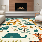 Ultra Soft Area Rug, Non Slip, Stain Resistant, Washable Area Rugs for Living Room, Bedroom, Vibrant Animal Motif Aesthetic(Ivory)