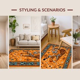 Ultra Soft Area Rug, Non Slip, Stain Resistant, Washable Area Rugs for Living Room, Bedroom, Eclectic Bright Animal Motif Design(Orange)