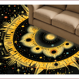 Ultra Soft Area Rug, Non Slip, Stain Resistant, Washable Area Rugs for Living Room, Bedroom, Boho Celestial Moon Stars(Black)