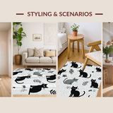 Ultra Soft Area Rug, Non Slip, Stain Resistant, Washable Area Rugs for Living Room, Bedroom, Whimsical Stretched Feline Motif(Black)