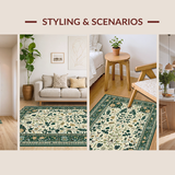 Ultra Soft Area Rug, Non Slip, Stain Resistant, Washable Area Rugs for Living Room, Bedroom, Rustic Nature Inspired Patterns(Beige)