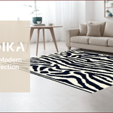 Ultra Soft Area Rug, Non Slip, Stain Resistant, Washable Area Rugs for Living Room, Bedroom, Boho Zebra Print Black and White Laundry Rug(Black)