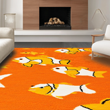 Ultra Soft Area Rug, Non Slip, Stain Resistant, Washable Area Rugs for Living Room, Bedroom, Cute Marine Creature Visual Appeal(Orange)