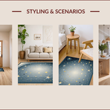 Ultra Soft Area Rug, Non Slip, Stain Resistant, Washable Area Rugs for Living Room, Bedroom, Whimsical Celestial Starburst Design(Blue)