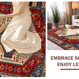 Ultra Soft Area Rug, Non Slip, Stain Resistant, Washable Area Rugs for Living Room, Bedroom, Striking Warm Boho Color Mix(Red)