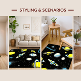 Ultra Soft Area Rug, Non Slip, Stain Resistant, Washable Area Rugs for Living Room, Bedroom, Interstellar Vibrant Universe Aesthetic(Yellow)