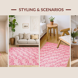 Ultra Soft Area Rug, Non Slip, Stain Resistant, Washable Area Rugs for Living Room, Bedroom, Vibrant Playful Petal Composition(Pink)