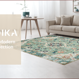 Ultra Soft Area Rug, Non Slip, Stain Resistant, Washable Area Rugs for Living Room, Bedroom, Rustic Light Green Patterned Design(Beige)