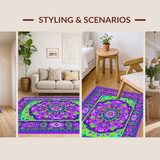 Ultra Soft Area Rug, Non Slip, Stain Resistant, Washable Area Rugs for Living Room, Bedroom, Ethereal Kaleidoscopic Pattern Play(Purple)