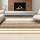 Ultra Soft Area Rug, Non Slip, Stain Resistant, Washable Area Rugs for Living Room, Bedroom, Rustic Neutral Border Motif(Beige)