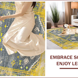 Ultra Soft Area Rug, Non Slip, Stain Resistant, Washable Area Rugs for Living Room, Bedroom, Artful Distressed Tiled Design(Yellow)