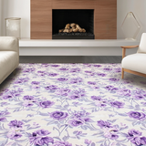 Ultra Soft Area Rug, Non Slip, Stain Resistant, Washable Area Rugs for Living Room, Bedroom, Artistic Lilac Botanical Harmony(Purple)