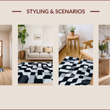 Ultra Soft Area Rug, Non Slip, Stain Resistant, Washable Area Rugs for Living Room, Bedroom, Modern Geometric Non-Shedding(Black)