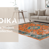 Ultra Soft Area Rug, Non Slip, Stain Resistant, Washable Area Rugs for Living Room, Bedroom, Contemporary Abstract Color Harmony(Orange)
