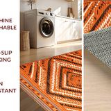 Ultra Soft Area Rug, Non Slip, Stain Resistant, Washable Area Rugs for Living Room, Bedroom, Contemporary Warm Geometric Fusion(Orange)